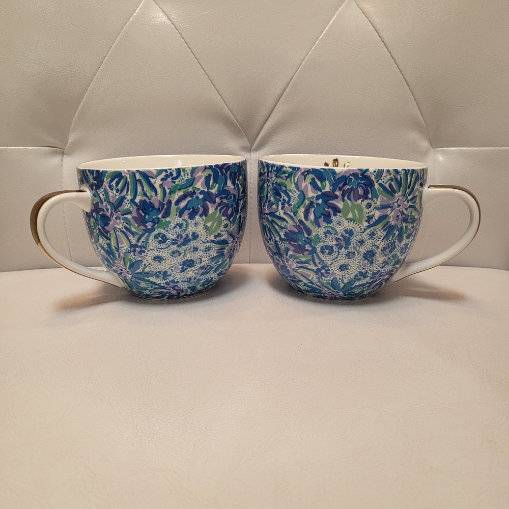 Lilly Pulitzer Coastal Ocean Blue Ceramic Coffee Tea Mug